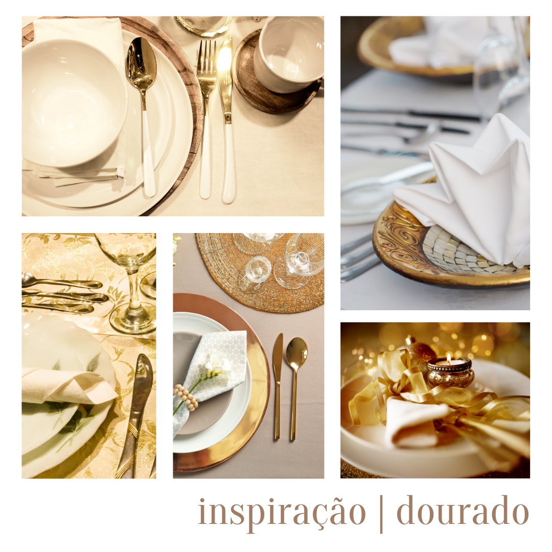 Post instagram com dicas de decoração para mesa posta dourado